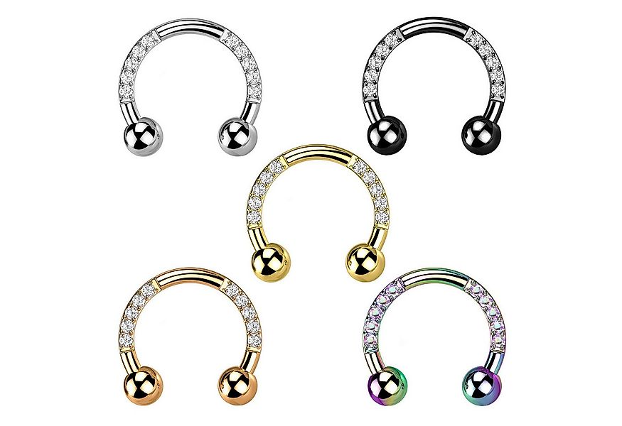 Taffstyle Nasenpiercing Titan Hufeisen Horseshoe Piercing Schwarz Clear 1,2 günstig online kaufen