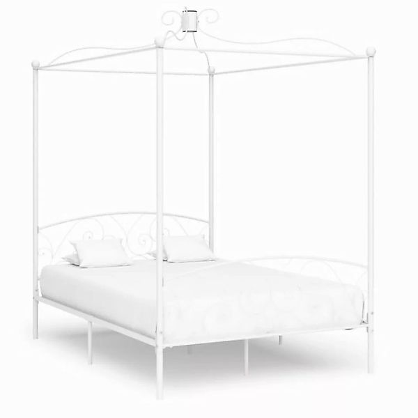 Himmelbett-gestell Weiß Metall 140 X 200 Cm günstig online kaufen