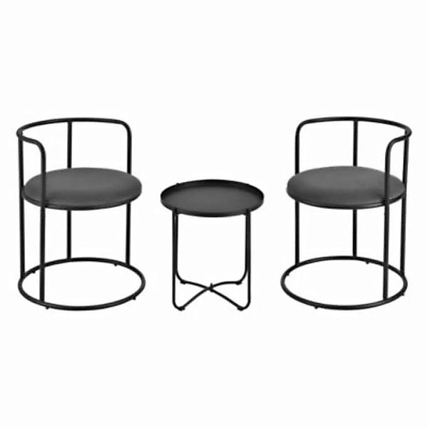 en.casa Tischgruppe 3 Teilig Tischset mit 2 Stühlen Schwarz schwarz günstig online kaufen