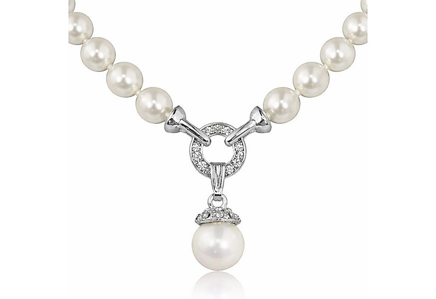LUISIA® Perlenkette Perlen Collier mit großem Anhänger und Premium Kristall günstig online kaufen