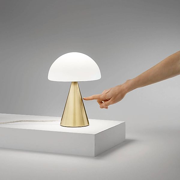 LED-Tischlampe Blip, messing/weiß, Glas, CCT, Touchdimmer günstig online kaufen