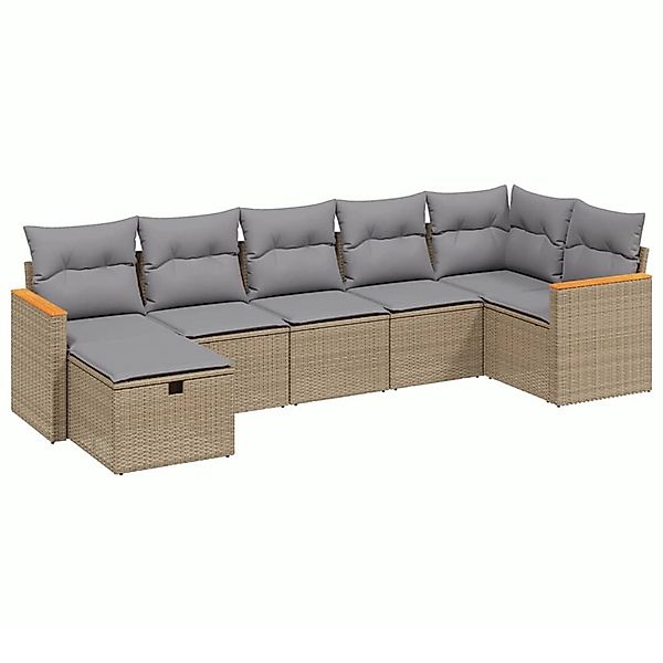 vidaXL 7-tlg Garten-Sofagarnitur mit Kissen Beige Poly Rattan Modell 193 günstig online kaufen