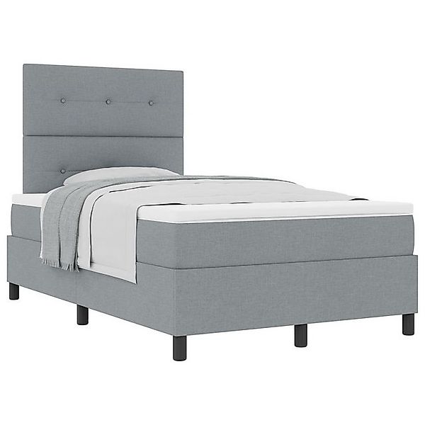 vidaXL Bett Boxspringbett mit Matratze Hellgrau Kleines Doppelstoff (1-tlg) günstig online kaufen