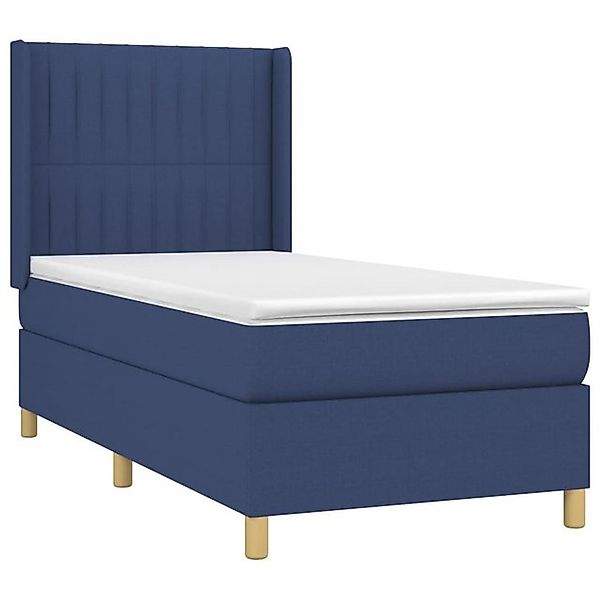 vidaXL Bett Boxspringbett mit Matratze & LED Blau 90x200 cm Stoff günstig online kaufen
