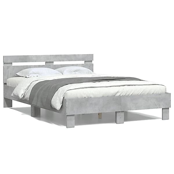 vidaXL Bettgestell, Bettrahmen mit Kopfteil Betongrau 120x190 cm Holzwerkst günstig online kaufen