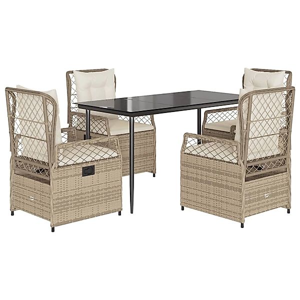 vidaXL 5-Tlg Garten-Essgruppe mit Kissen Beige Poly Rattan 3263015 günstig online kaufen