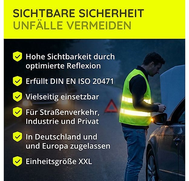 FLEXEO Warnweste DIN EN ISO 20471 (8-tlg) Sicherheitsweste fürs Auto PKW günstig online kaufen
