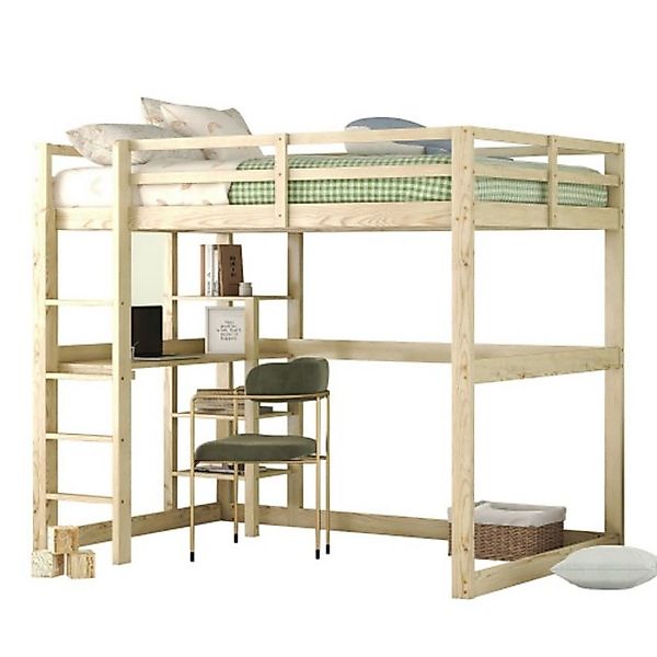 TavilaEcon Hochbett Kinderbett, Jugendbett, Kieferholzbett mit Stauraum, 14 günstig online kaufen