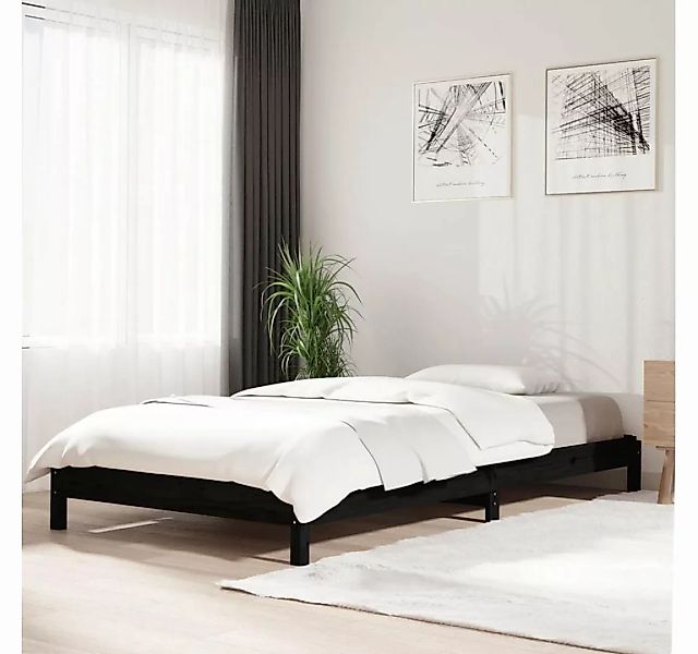 furnicato Bett Stapelbett Schwarz 90x200 cm Massivholz Kiefer günstig online kaufen