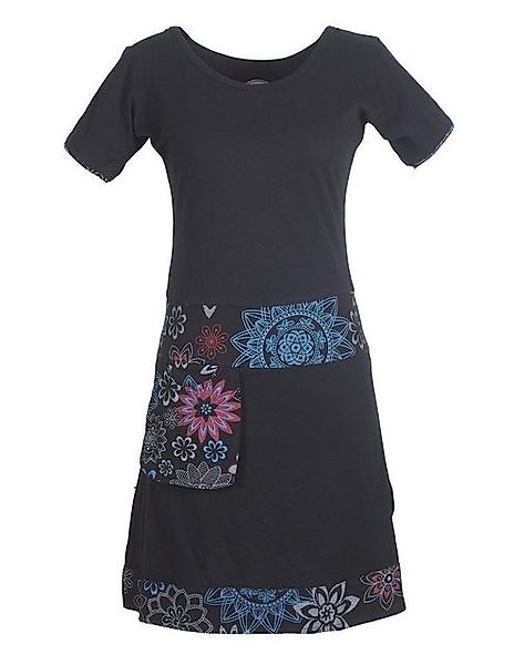 Vishes Sommerkleid Kurzarm Kleid Hippie Blumen Muster Sidebag Tasche Ethno, günstig online kaufen