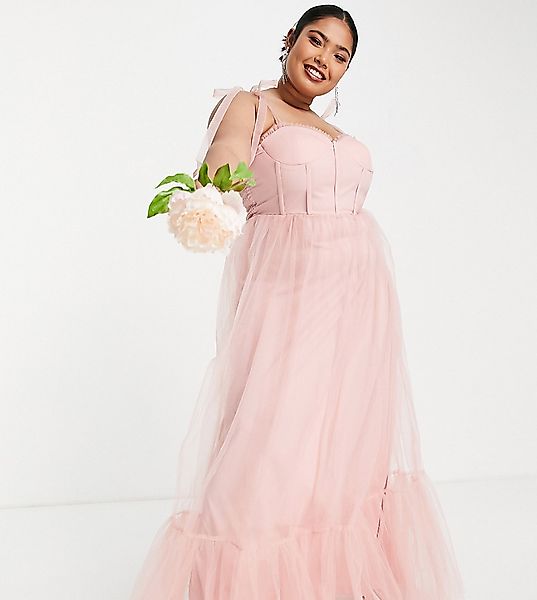 Lace & Beads Plus – Bridesmaid Phoenix – Brautjungfernkleid aus Tüll in Ros günstig online kaufen
