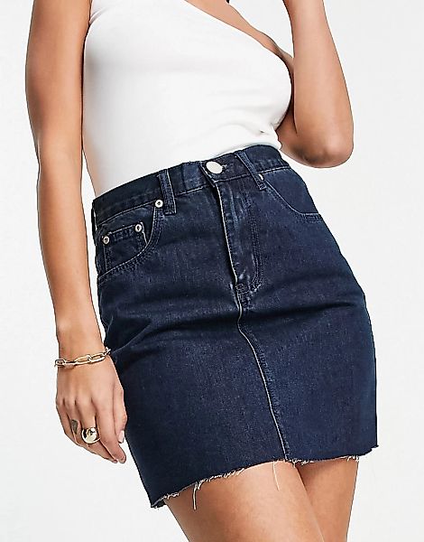 Glamorous – Mini-Jeansrock mit hoher Taille in überfärbtem Indigoblau günstig online kaufen
