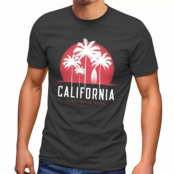 Print-Shirt Herren T-Shirt California Palmen Santa Monica Beach Sommer Sonn günstig online kaufen
