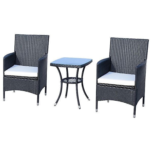Outsunny Rattan Gartenmöbel Set 3-tlg. Sitzkissen günstig online kaufen