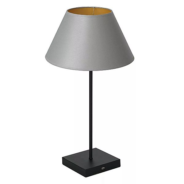 Tischlampe Table schwarz, Schirm konisch grau-gold günstig online kaufen