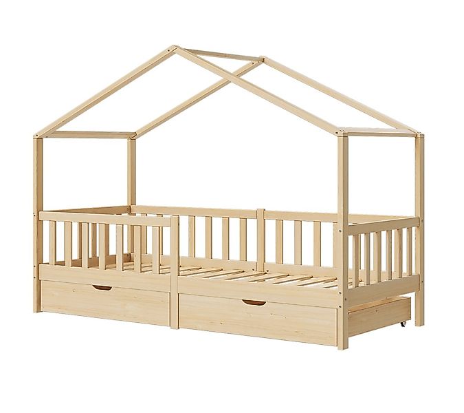 Bellabino Kinderbett Bia mit Rausfallschutz & Lattenrost (natur, mit zwei S günstig online kaufen