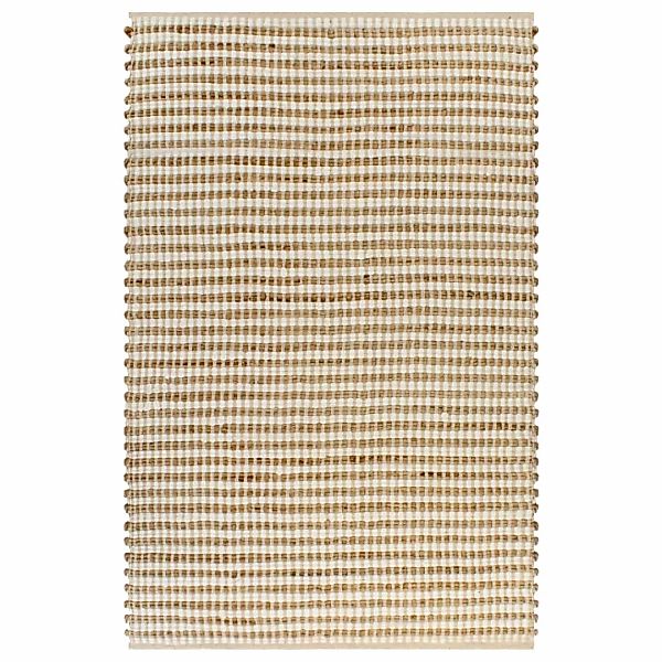 Handgewebter Teppich Jute Stoff 120 X 180 Cm Natur Und Weiß günstig online kaufen