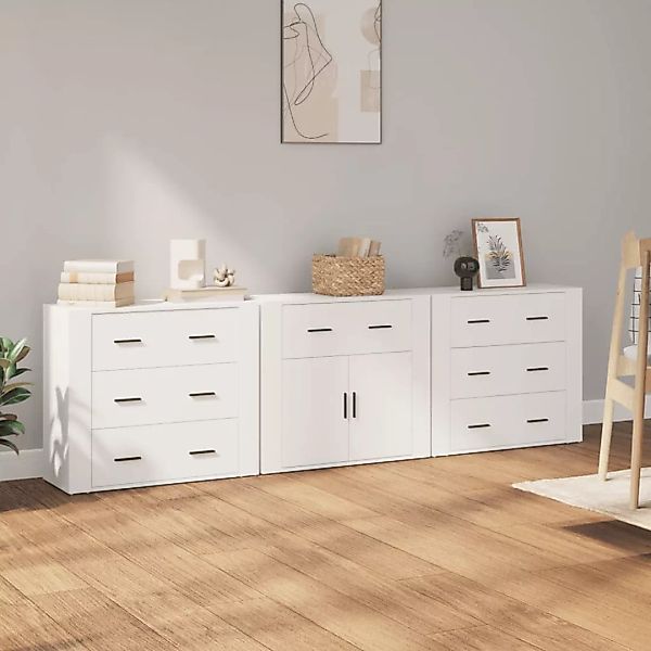 Vidaxl Sideboards 3 Stk. Weiß Holzwerkstoff günstig online kaufen