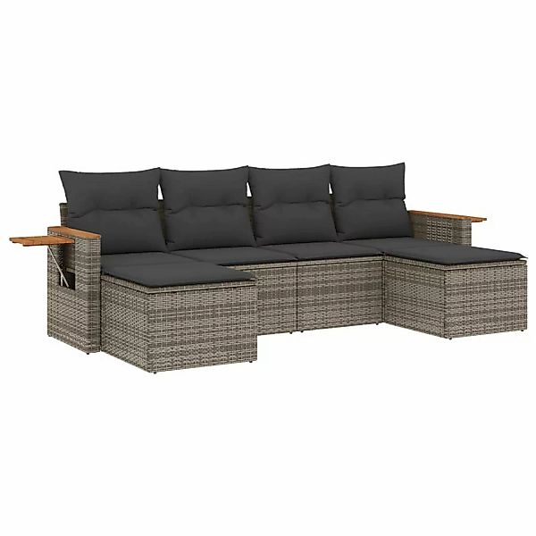 vidaXL 6-tlg Garten-Sofagarnitur mit Kissen Grau Poly Rattan Modell 122 günstig online kaufen