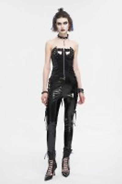 Fitted Faux-Leather Trousers mitFetish- und Cybergoth-Elementen günstig online kaufen
