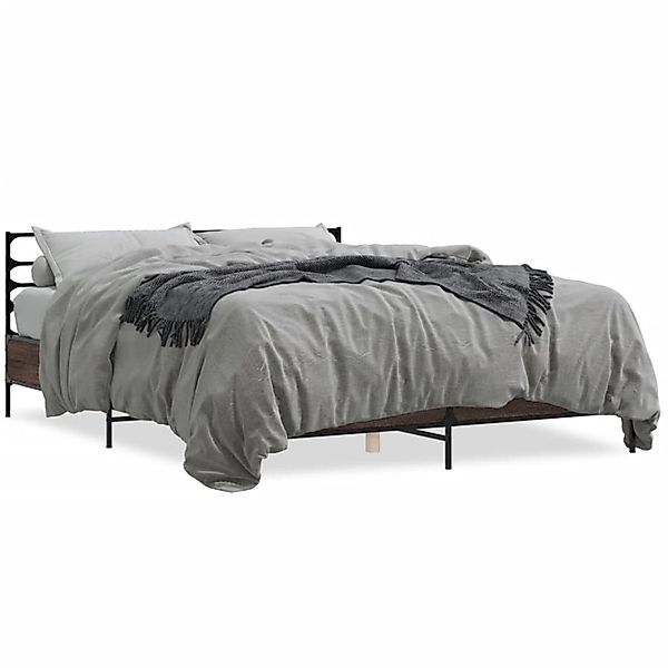 vidaXL Bettgestell Braun Eichen-Optik 150x200 cm Holzwerkstoff Metall 32800 günstig online kaufen