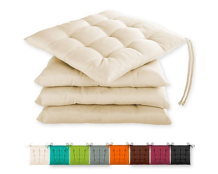 Gräfenstayn Stuhlkissen - 4er Set Sitzkissen 40×40 cm mit Haltebändern - In günstig online kaufen