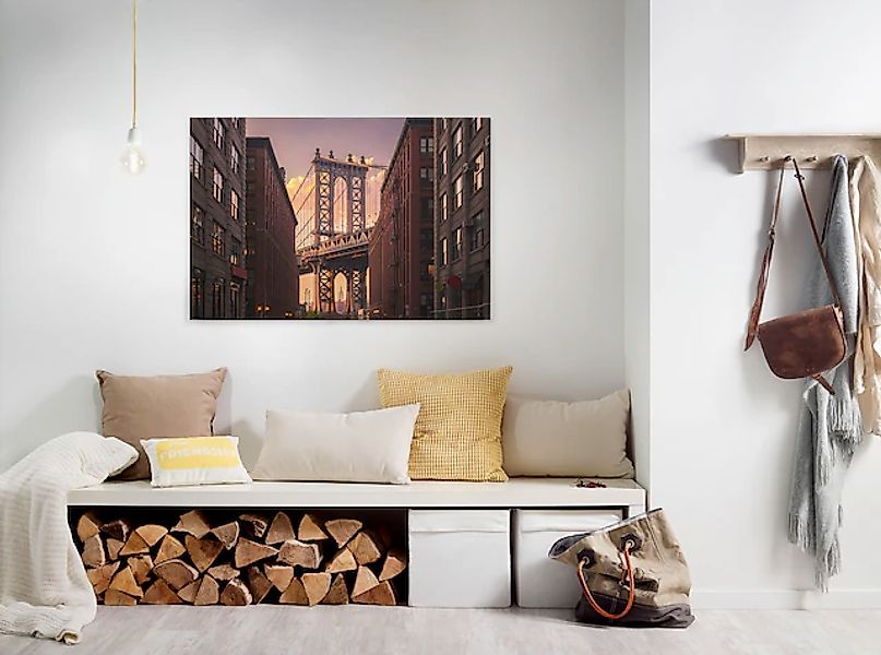 Bricoflor New York Leinwand Braun Und Lila Wandbild Mit Sonnenuntergang An günstig online kaufen