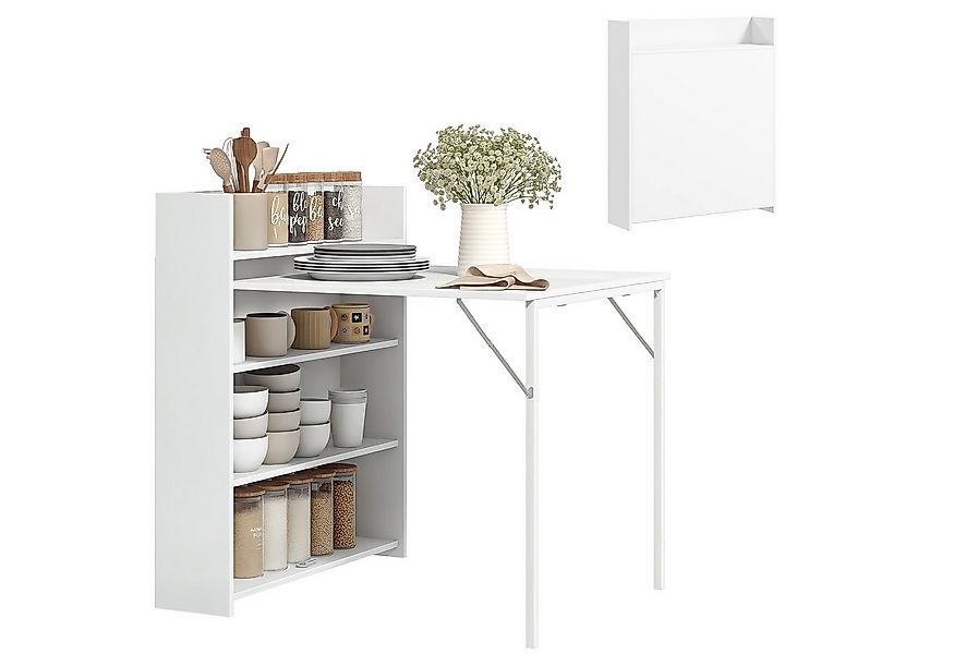 HOMCOM Klapptisch Klappbar Esstisch mit 4-stufigen Regalen für 3 Personen ( günstig online kaufen