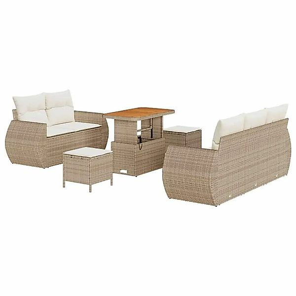 vidaXL Gartensofa-set mit Kissen 8-Tlg Beige und Creme Poly-Rattan 3363771 günstig online kaufen