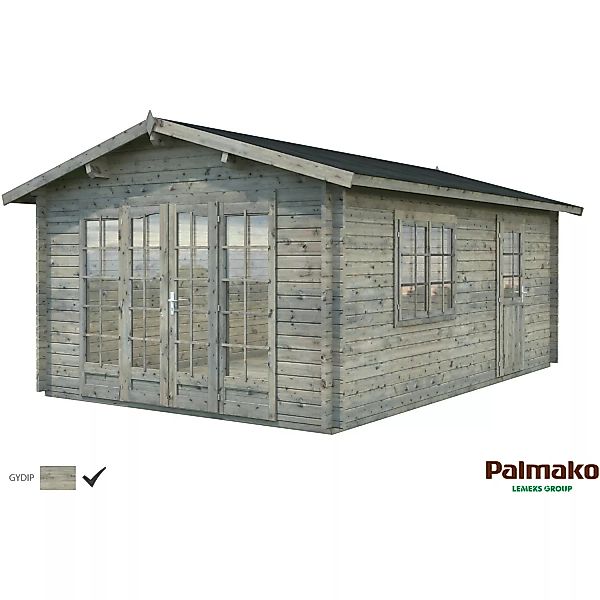 Palmako Irene Holz-Gartenhaus Grau Satteldach Tauchgrundiert 380 cm x 550 c günstig online kaufen