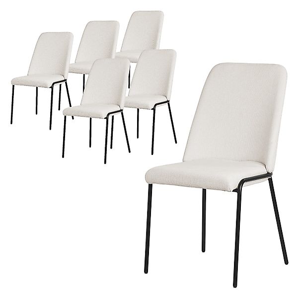 ML-Design Esszimmerstühle 6Er Set Beige mit Stoffbezug und Metallbeine günstig online kaufen