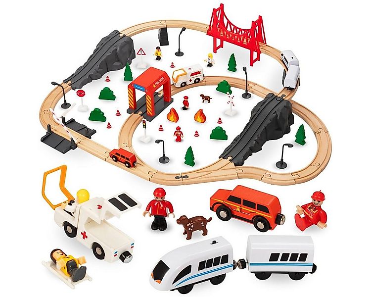 Mamabrum Spielzeugeisenbahn-Set Holzeisenbahn, batteriebetriebener Zug – Fe günstig online kaufen