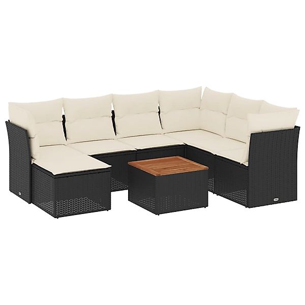 vidaXL 8-tlg Garten-Sofagarnitur mit Kissen Schwarz Poly Rattan Modell 148 günstig online kaufen