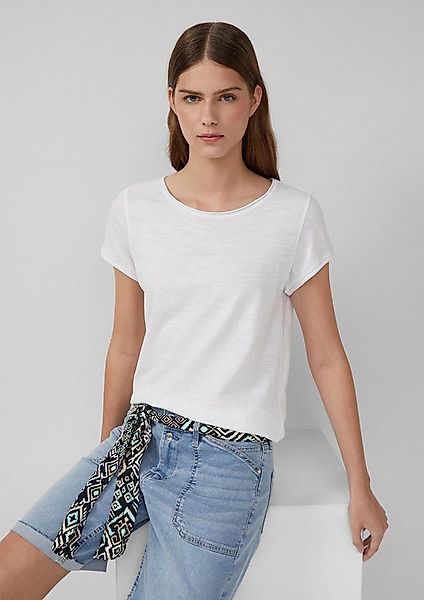 s.Oliver Kurzarmshirt T-Shirt T-Shirt mit Rollkanten und Flammgarnstruktur günstig online kaufen