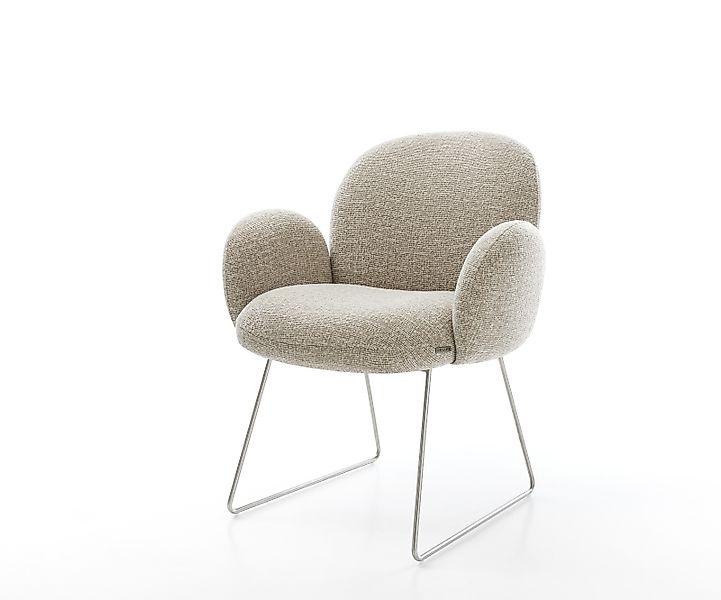Esszimmerstuhl Nube-Flex mit Armlehnen Webstoff Soft Beige Kufengestell Ede günstig online kaufen
