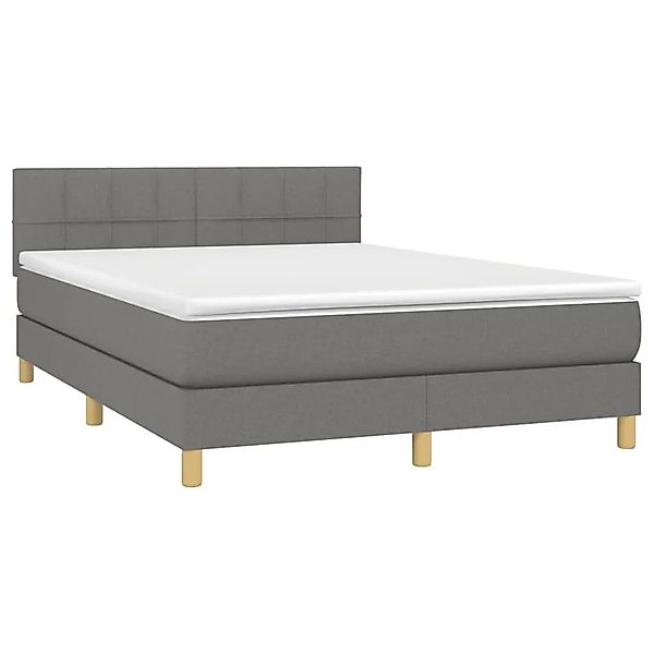 vidaXL Boxspringbett mit Matratze Dunkelgrau 140x200 cm Stoff 3140618 günstig online kaufen