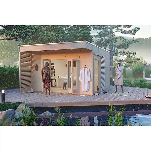 Skan Holz Holz-Gartenhaus Tokio 4 Natur 402 cm x 402 cm günstig online kaufen