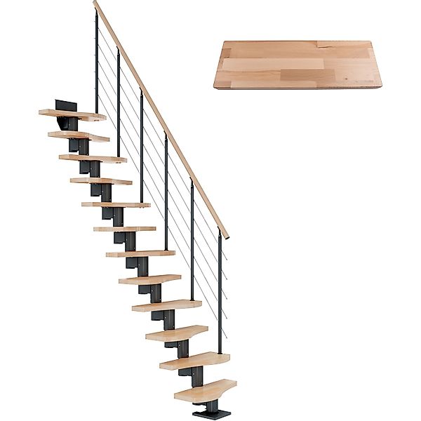 Dolle Mittelholmtreppe Basel Buche Anthrazit GH bis 315 cm Variabel 64 cm F günstig online kaufen