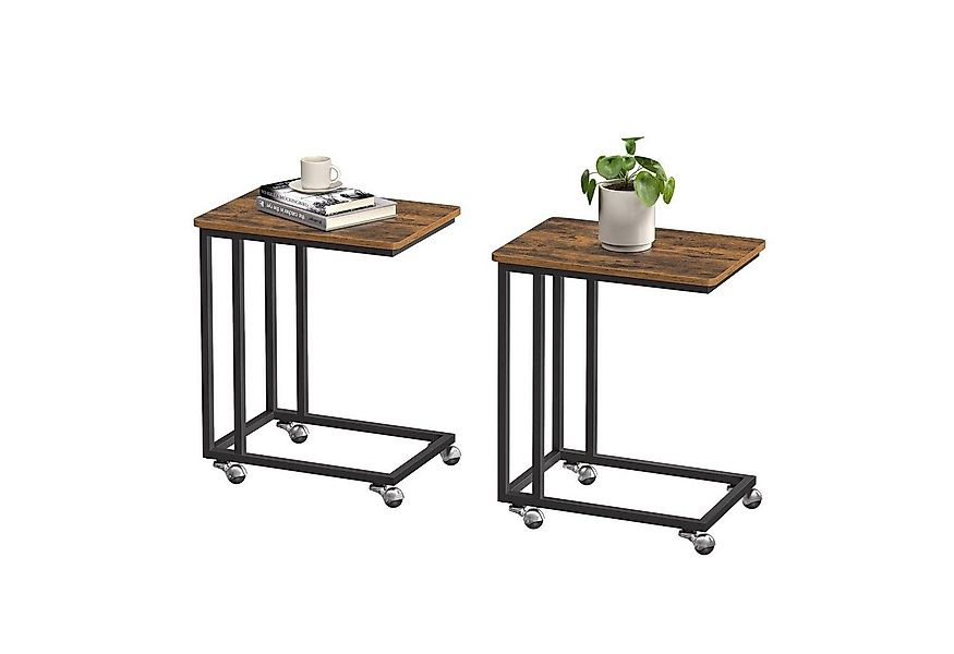VASAGLE Beistelltisch (2-St), mit Rollen, C-Form, mobiler Kaffeetisch, 35 x günstig online kaufen