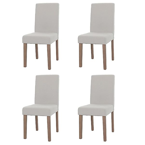 MCW Esszimmerstuhl Littau Boucle 4er-Set Creme Naturfarbene Beine günstig online kaufen