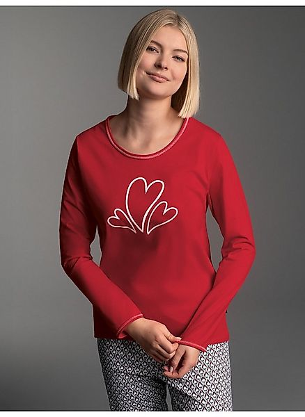 Trigema Schlafanzug TRIGEMA Pyjama-Oberteil mit süßem Herzen-Print (1 tlg) günstig online kaufen