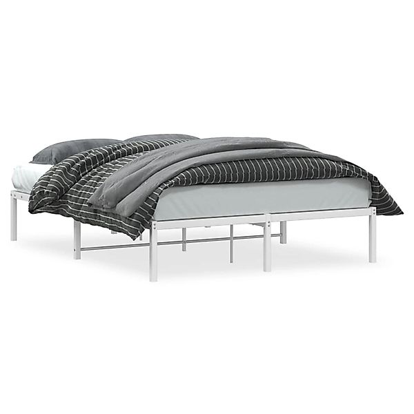 vidaXL Bettgestell, Bettrahmen Metall Weiß 140x190 cm günstig online kaufen