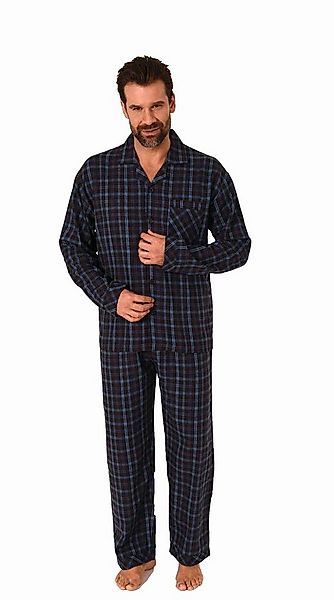 Normann Pyjama Herren langarm Flanell Pyjama Set Schlafanzug zum durchknöpf günstig online kaufen