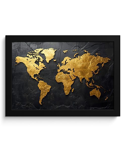 MuchoWow Poster Weltkarte - Gold - günstig online kaufen