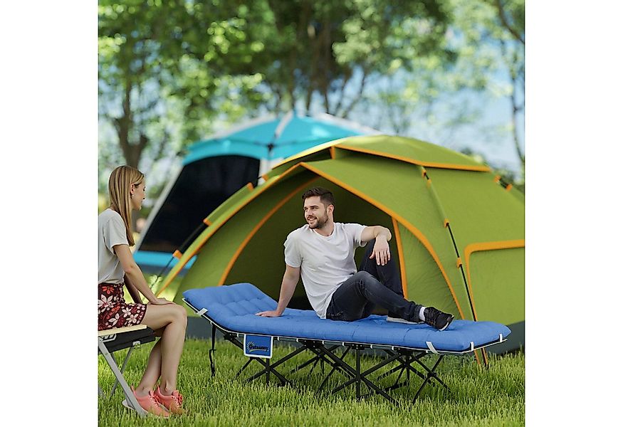 Outsunny Feldbett mit Matratze, Kopfkissen, Seitentasche (Gästebett bis 150 günstig online kaufen