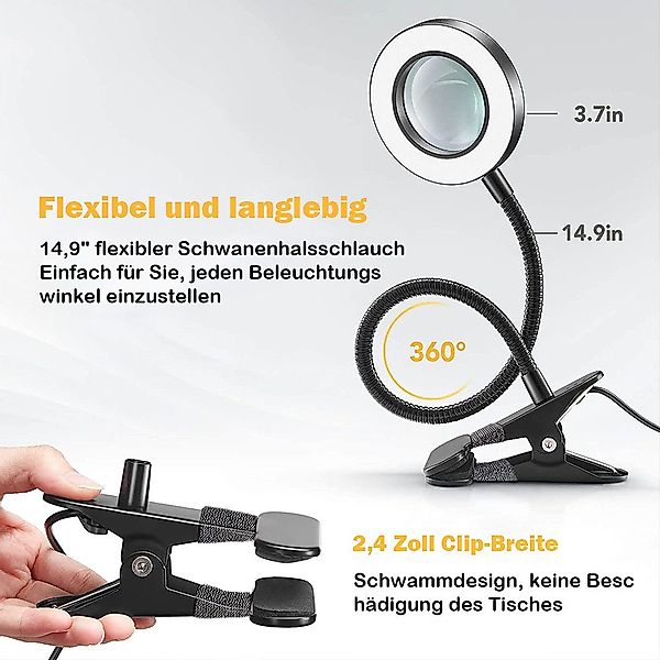 PRIISF Klemmleuchte LED Lupenleuchte Klemmbar Arbeitsplatzlampe günstig online kaufen
