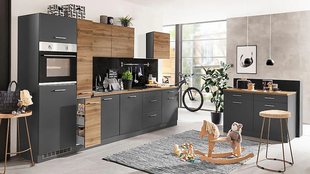 KOCHSTATION Küchenzeile »KS-Kehl«, ohne E-Geräte, Breite 330 cm, für Kühlsc günstig online kaufen