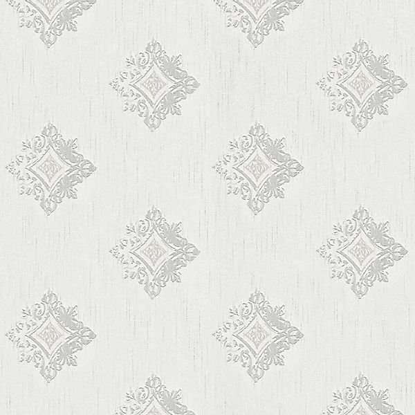 Bricoflor Ornament Textiltapete Weiß Grau Elegante Tapete mit Muster Edel I günstig online kaufen