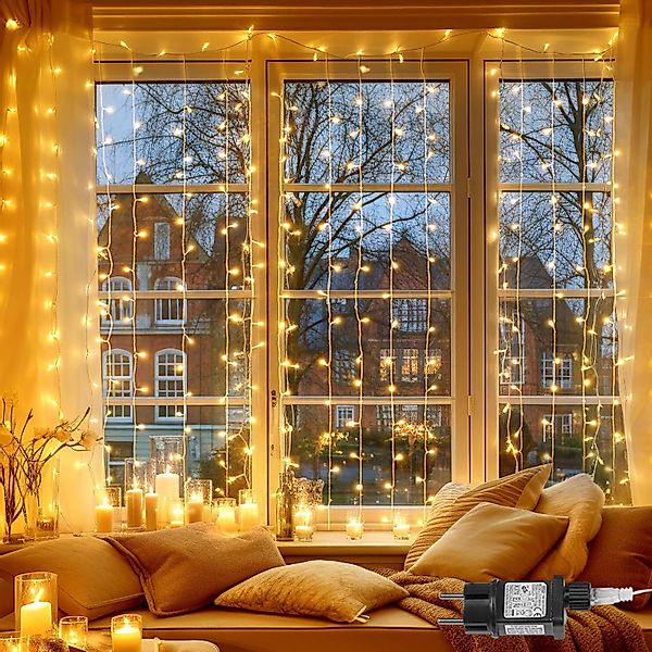 LMaxhome LED-Lichtervorhang 3Mx3M Fenster Weihnachtsfeier Innen günstig online kaufen