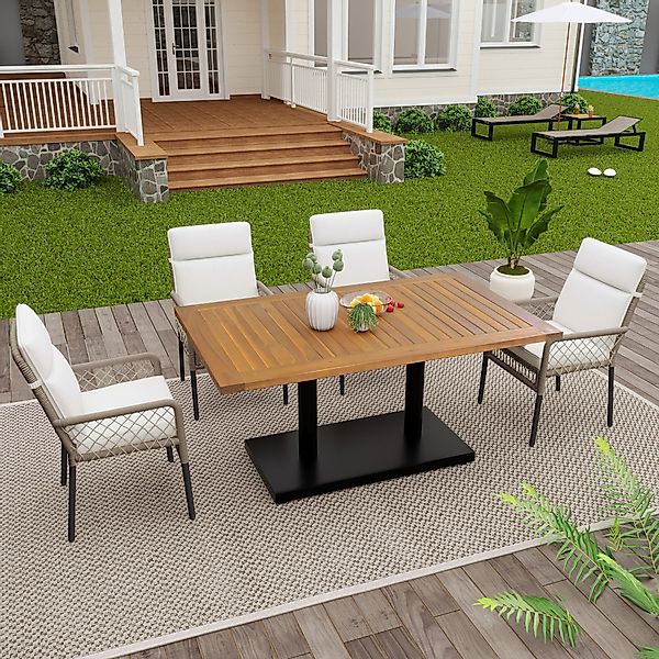Merax Garten-Essgruppe Gartenmöbel-Set aus Akazienholz & günstig online kaufen